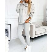 cheap Tracksuits-Women's Tracksuit Leggings 3-Piece Zipper Pocket Solid Colored Clothing Suit Fall Dark Grey Dark Navy Workout Athleisure Running Thermal Warm Windproof Long Sleeve Sport Activewear Stretchy Regular