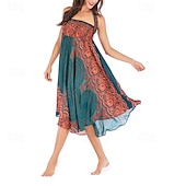 abordables Faldas gráficas-Mujer Falda Línea A Columpio Casual Boho Maxi Alta cintura Faldas Floral Estampado Microelástico Vacaciones Festivos Blanco Vino Azul Real Verde Oscuro Verano Poliéster