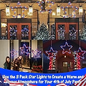 billige USB-drevet-1 stk patriotiske hengende lys smijern rød hvit blå femtakket stjerne 4. juli uavhengighetsdag 250-årsjubileum minnedag gårdsplass balkong veranda fest