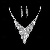 abordables Parures de Bijoux-Ensembles de bijoux de mariée 1 ensemble en alliage de strass 1 bracelet boucles d&#039;oreilles collier ensemble de bijoux tendance artistique élégant pour femme pour anniversaire fête tenue de soirée