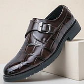 abordables Officiel-Chaussures habillées à boucle en similicuir marron pour homme avec motif crocodile – chaussures habillées élégantes pour le bureau et les événements professionnels