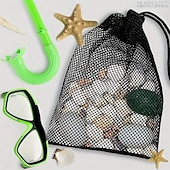 abordables Almacenamiento y organización-Paquete de 6 bolsas de malla de nailon duraderas con cordón, cierre de poliéster resistente a fugas, almacenamiento multiusos para comestibles, artículos deportivos, juguetes para niños, bocadillos,