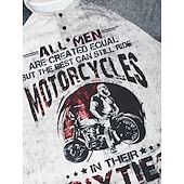 billiga Vintage &amp;amp; Retro-Herr T-shirt Henleytröja Grafiska tryck Motorcyklar Henley Gul Blå Kaki Grå Utomhus Ledigt Långärmad Button-Down Mönster Kläder Stylish Lättvikt Vintage Andningsfunktion