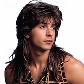 preiswerte Historische Perücken-Vokuhila-Perücken für Männer, Joe Dirt, Emo-Perücke, 80er- und 90er-Kostüme, ausgefallenes Party-Accessoire, Cosplay-Perücke, Halloween-Mann