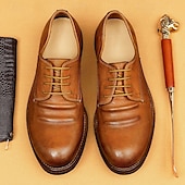 preiswerte Klassische Anzugschuhe-Herren Elegante Schuhe Spaziergang Leder Italienisches Vollnarbenleder Bequem Rutschfest Schnürung Schwarz Braun Kaffee