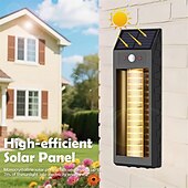 baratos Candeeiros Luzes de Exterior-Luzes de parede solares com sensor de movimento para porta frontal, 2 modos com holofote RGB, postes de LED, cerca, segurança para varanda, 1 unidade
