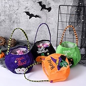 cheap Halloween Hanging &amp; Tabletop Decorations-Halloween Treat Bag for Kids, Trick or Treat Candy Tote Bag, Gift Basket with Pumpkin Ghost Witch Design, Non-Woven Halloween Party Favor Bag