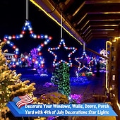 billige USB-drevet-1 stk patriotiske hengende lys smijern rød hvit blå femtakket stjerne 4. juli uavhengighetsdag 250-årsjubileum minnedag gårdsplass balkong veranda fest