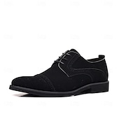 cheap Formal-Men&#039;s Oxfords Brogue Walking British PU Leather Suede Breathable Comfortable Slip Resistant Lace-up Dark Brown Black Blue Fall Winter