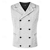 abordables Chalecos-Hombre Chaleco Vacaciones Fiesta Negocio Moda Casual Primavera Otoño Botones Poliéster Cómodo Color sólido Botonadura Doble Diseño Ajuste regular Negro Blanco Rojo Chaleco