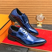 abordables Officiel-Chaussures à lacets en cuir verni vert pour hommes – chaussures habillées brillantes avec une finition polie, idéales pour les mariages et les soirées