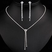 Bridal Jewelry Sets 1 set Rhinestone Alloy Earrings Necklace Women's Elegant Stylish Jewelry Set For Wedding Special Occasion Party Evening Wear3