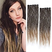 abordables Crocheter les cheveux-Extensions de cheveux à clipser pour dreadlocks de 24 pouces, 10 clips, 40 brins, synthétiques, faites à la main, souples, pour femmes, 1b/30