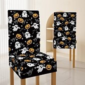 preiswerte Halloween Küche-Halloween-Esszimmerstuhlbezug mit Totenkopfmuster, Festival-Tischdekor, Verkleidungsrequisiten zur Dekoration