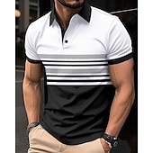 cheap Men&#039;s Classic Polo-Men&#039;s Golf Shirt Golf Polos Shirts Work Casual Lapel Short Sleeve Basic Modern Striped Buttons Summer Regular Fit White Pink Red Royal Blue Green Khaki Golf Shirt