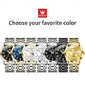 cheap Quartz Watches-OLEVS 3666 Luxury Man Watch Stainless Steel Waterproof Dual Calendar Classic Large Digital Dial Original Quartz Watches