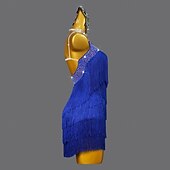cheap Competition Dress-Latin Salsa Dance Dress Crystal / Rhinestone Tassel Pure Color Women&#039;s Performance Sleeveless Spandex