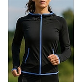 ieftine Jachete de alergare-Pentru femei Μπουφάν για τρέξιμο Jachetă de exterior Zip complet Manșon Lung Îmbrăcăminte Exterior De Atletism Toamnă Peteci Uscare rapidă Ușor Elastic Respirabil Tenis Golf Alergat Echipament sportiv