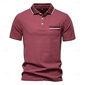 preiswerte Herren Elite Polo-Herren Farbblock Polo Strick-Polopullover Kurzarm Umlegekragen Formell Arbeit Sport &amp; Outdoor Stripe-Trim Streifen Rein Frühling Ganzjahres Weiß Dunkelrot Dunkelmarine