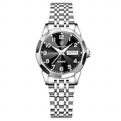 abordables Montres à quartz-Montre-bracelet de luxe pour femme, étanche, lumineuse, avec date et semaine, à quartz, en acier inoxydable