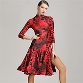 ieftine Ținute Dans Latin-Rochie de dans de sală pentru femei, rochie latină modernă de vals și tango, costum de dans profesional pentru performanță