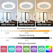 economico Ventilatore da soffitto con luci-Ventilatore da soffitto senza pale con luce, ventilatore da soffitto a basso profilo, ventilatori da soffitto intelligenti RGB, telecomando Fandelier, lampadario moderno a filo chiuso