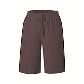baratos Shorts-Mulheres chinês Bermudas Férias Moda Básico Comprimento do joelho Cintura Alta Tecido Bolsos Cintura elástica Confortável Macio Micro-Elástica Ao ar livre Rua Verde Militar Azul marinho Preto Branco