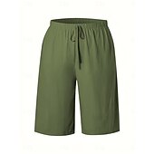 baratos Shorts-Mulheres chinês Bermudas Férias Moda Básico Comprimento do joelho Cintura Alta Tecido Bolsos Cintura elástica Confortável Macio Micro-Elástica Ao ar livre Rua Verde Militar Azul marinho Preto Branco