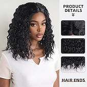 abordables Perruques Synthétiques Sans Bonnet-Perruque Synthétique Ondulé Afro Bouclé Coupe Asymétrique Avec frange Fabriqué à la Machine Perruque 14 pouces A1 Cheveux synthétiques Femmes Classique Confortable Dégradé de couleur Noir