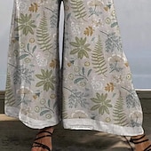 abordables Pantalon évasé pour femme-Femmes Culottes Jambe Large Slacks Évasé Vacances ancien Style Ethnique Longueur complète Taille Moyenne Fleuri Graphique Micro-Élastique Extérieur Vacances Maison Multicouleur Été Printemps Automne
