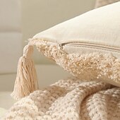 economico Tendenze cuscini-Fodere per cuscini monogrammate con frange in cotone moderno canvas tuftato cuscini decorative con lettere dell&#039;alfabeto per divano letto 26 lettere inglesi