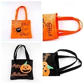 levne Halloweenové závěsné a stolní dekorace-Halloweenské koledovací tašky pro děti, netkané tašky na bonbóny s uchy, opakovaně použitelné dárkové tašky na halloweenské dárky a rekvizity.