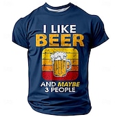 お買い得  メンズおもしろTシャツ-男性用グラフィックTシャツ「私はビールが好き、そして多分3人」面白いビール愛好者ショートスリーブユーモアTシャツ
