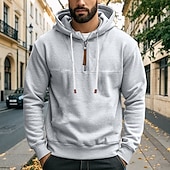baratos camisolas de lã-Homens Moletom Moletom Zip Moletom de lã Adamascado Vermelho Vinho Preto Branco Azul Marinha Com Capuz Tecido Zip Up Desportos e Ar livre Casual Diário Roupa de rua Legal Roupa de Esporte Outono