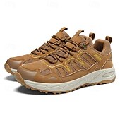 abordables Baskets-Homme Chaussures Décontractées Chaussures de randonnée Marche Occasionnel Cuir PU Maille Confortable Antidérapant Respirant À lacets Noir Jaune Vert Été Printemps