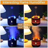cheap Bedside Lamp-Volcanic Flame Aroma Diffuser with LED Night Light - Portable Essential Oil Humidifier Auto Shut-Off 2 Color Modes Ideal for Home &amp; Office