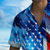 voordelige Vlag patroon-Independence Day Voor heren Amerikaanse vlag Vaderlandslievend Vierde juli Overhemd Zomer overhemd Overhemd met knopen Korte mouw Mode-casual Feestdagen Zomer Lente Strijkijzer 3D-afdrukken shirts