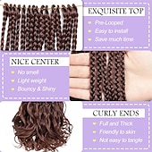 economico Capelli all&#039;uncinetto-Trecce ricce francesi pre-anellate, capelli castani scuri da 12 pollici, all&#039;uncinetto per donne, confezioni da 8 trecce corte all&#039;uncinetto con punte ricce, extension per capelli sintetici 33#