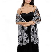 abordables Chales-Cubiertas de Boda Elegantes sin Mangas de Encaje para Mujeres con Lentejuelas para Bodas de Verano