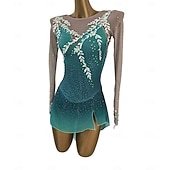 abordables Vestidos de Patinaje Artístico-Vestido de patinaje artístico Mujer Chica Patinaje Sobre Hielo Vestidos Verde Espalda Abierta Costura asimétrica Malla Alta elasticidad Entrenamiento Competición Ropa de Patinaje Clásico Cristal