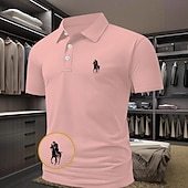 levne Pánské klasické polo-Pánské Kůň Waffle Polo košile Krátký rukáv Polo tričko Košile s límečkem Na běžné nošení Obchodní příležitostné Venkovní Obchod Noste do práce Denní nošení Knoflíky 3D tisk Léto Bílá Světlá růžov