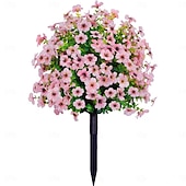 abordables Plantas y Flores Artificiales-Violeta de simulación con enchufe de tierra y estaca, decoración de flores artificiales para jardín, planta falsa para patio al aire libre, césped o decoración del hogar.