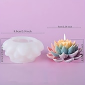 abordables Moisissure-Moule en silicone en forme de lotus - Bougie d&#039;aromathérapie DIY, décoration de mariage, ensemble de fabrication de bougies roses, cadeau unique pour la Saint-Valentin, la fête des mères, un