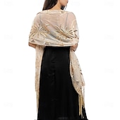 abordables Chales-Cubiertas de Boda Elegantes sin Mangas de Encaje para Mujeres con Lentejuelas para Bodas de Verano