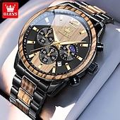 economico Orologi al quarzo-OLEVS 3645 orologio da uomo, orologio al quarzo originale di alta marca, cronografo multifunzionale in legno massello, orologio con fasi lunari