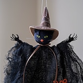 levne Halloweenové závěsné a stolní dekorace-1ks halloweenská čarodějnická ozdoba s dýní, duchem a síťovanou výzdobou - strašidelná závěsná dekorace na závěsný stůl ve stylu strašidelného domu pro domov, zahradu nebo kancelář