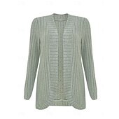abordables Cardigans et vêtements d&#039;extérieur-Femmes Veste Décontractée Respirant Confortable Patchwork Mode Occasionnel Uni Vacances Rue Occasionnel Tenue quotidienne Ouvert devant Régulier Sans Col Coupe régulière manche longue Vêtements