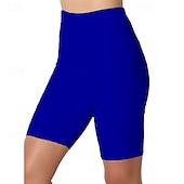 billiga Enkla Leggings-Dam Shorts Damasker Streetwear Ledigt Knelängd Hög midja Slät Elastisk midja Mateial som andas Elastisk Semester Gata Dagliga kläder Vin Svart Vit Rosa Sommar Normal