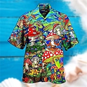 economico Cibo &amp; Bevande-Per uomo Funghetto Camicia Camicia hawaiana Camicia Aloha Camicia Collo ripiegabile Di tendenza Originale Informale Esterno Strada Informale Nero Giallo Nero - viola S M L
