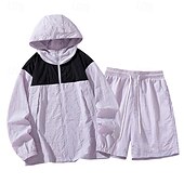 abordables Chándales-Hombre Tracksuit Conjunto deportivo 2 Piezas Deportivo Manga Larga Protección Solar Transpirable Secado rápido Ropa de deporte Ropa de Deporte Bloque de color Rosa Azul Morado